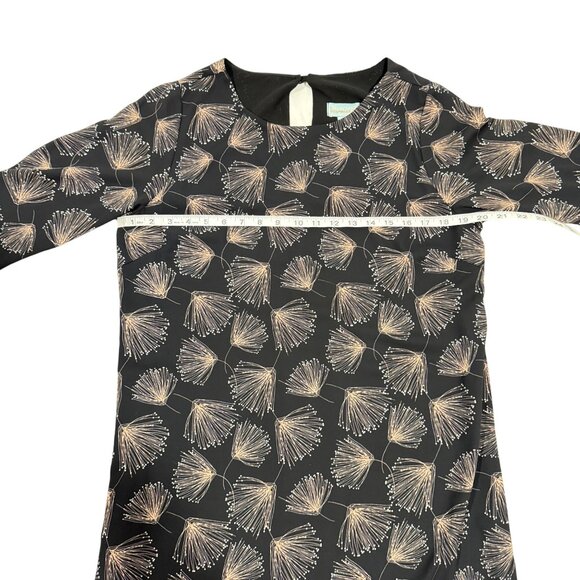Veronica M Black Tan Floral Shift Dress with Bell Sleeves Size M - Picture 7 of 8